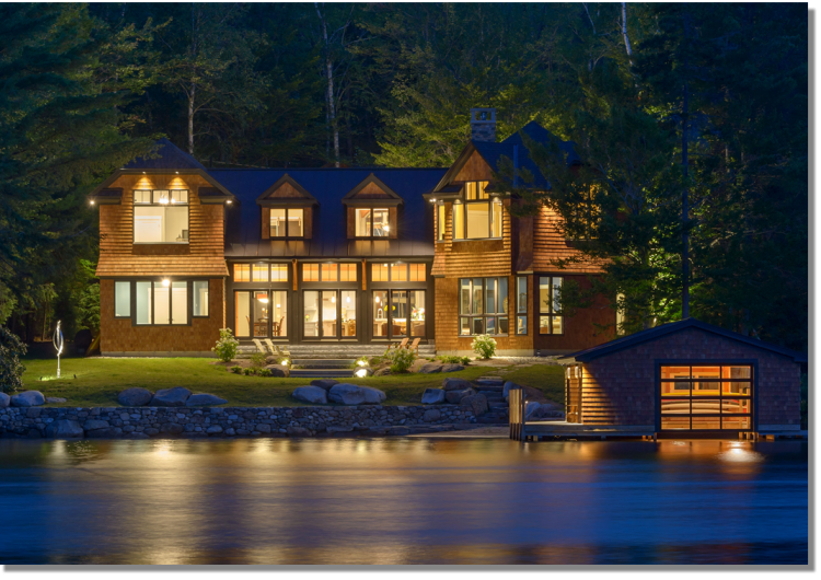 Striking Custom Home and Boat House situated on Lake Sunapee NH