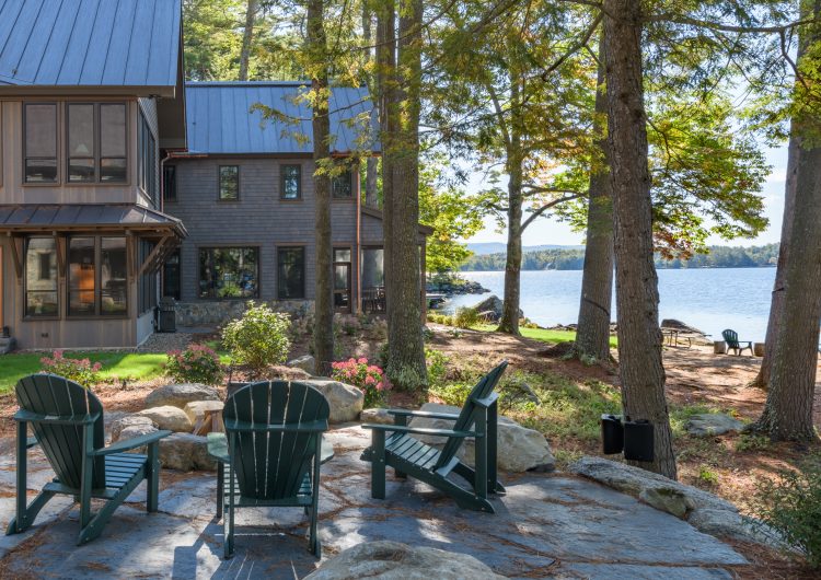 Unique design on Pleasant lake New London NH custom home with an additional summer home